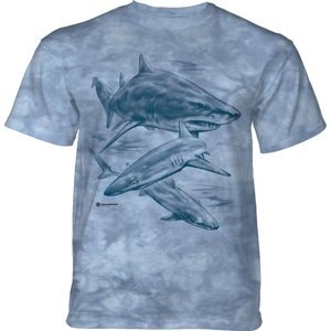 Pánské batikované triko The Mountain - MONOTONE SHARKS - modrá Velikost: XXXL