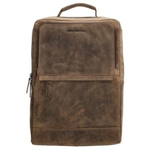 Hide & Stitches Idaho kožený unisex laptop batoh 15,6" - tmavě hnědý - 12L