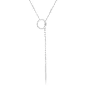 Stříbrný 925 náhrdelník - lesklý kroužek a tyčinka visící na jemném řetízku
