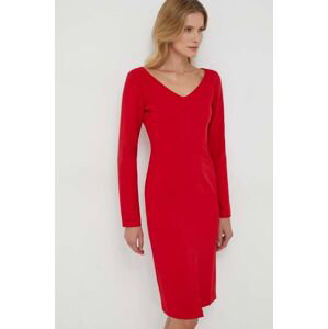 Šaty Sisley červená barva, midi