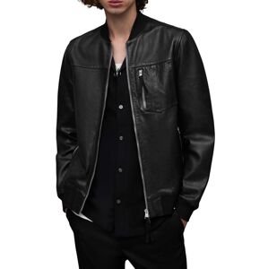 Kožená bunda AllSaints Tyro pánská, černá barva, přechodná