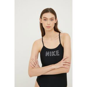 Jednodílné plavky Nike Cutout černá barva, měkký košík