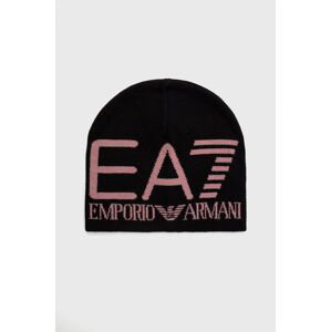 Čepice EA7 Emporio Armani černá barva, z tenké pleteniny