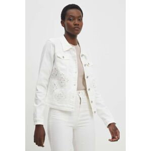 Džínová bunda Answear Lab dámská, bílá barva, přechodná