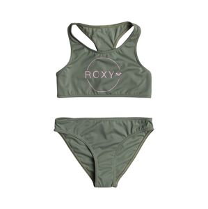 Dvoudílné dětské plavky Roxy BASIC ACTIVE CR zelená barva