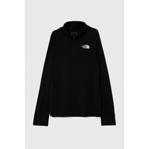 Dětské tričko s dlouhým rukávem The North Face NEVER STOP 1/4 ZIP černá barva, s potiskem