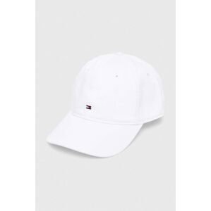 Bavlněná baseballová čepice Tommy Hilfiger bílá barva