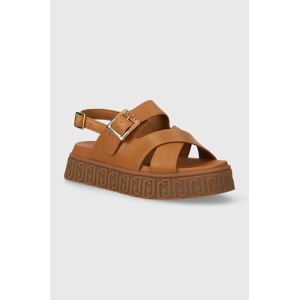 Kožené sandály Liu Jo LOVELY SANDAL1 dámské, hnědá barva, na platformě, BA4131P0102S1892