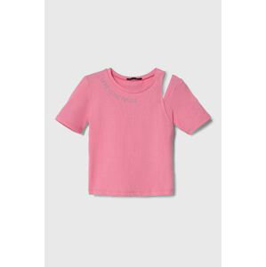 Dětské tričko Sisley růžová barva
