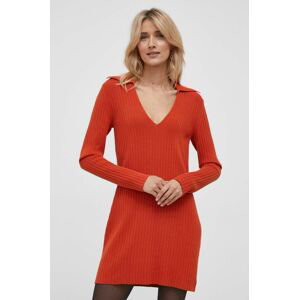 Šaty Sisley oranžová barva, mini