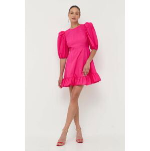 Bavlněné šaty Custommade růžová barva, mini