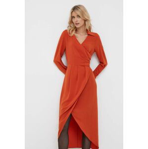 Šaty Sisley oranžová barva, midi