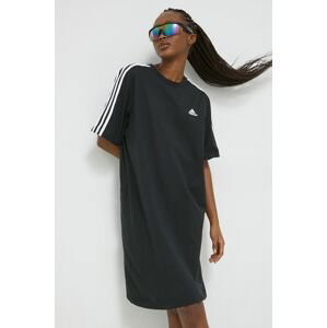 Bavlněné šaty adidas černá barva, mini, oversize, HR4923