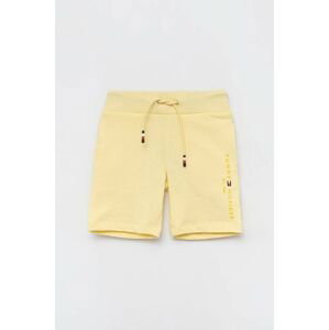 Dětské bavlněné šortky Tommy Hilfiger žlutá barva, nastavitelný pas