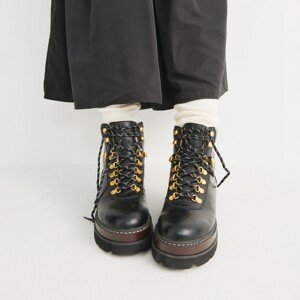 Reserved - Kotníkové boty s vázačkou - Černý