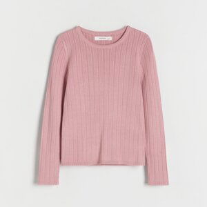 Reserved - Žebrovaný pletený svetr - Růžová