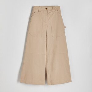 Reserved - Kalhoty se širokými nohavicemi - Béžová