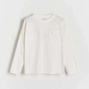 Reserved - Oversize tričko s dlouhým rukávem s kapsou - Krémová
